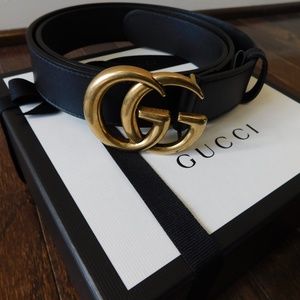 Authentic Gucci Double G Black Belt 1" width